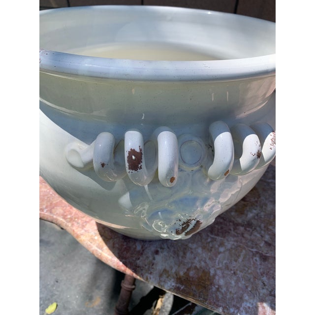 Vintage Tuscan White Terracotta Planter Cachepot For Sale In Palm Springs - Image 6 of 9