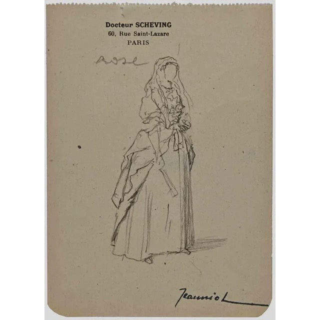 Woman is an original Drawing on paper realized by the painter Pierre Georges Jeanniot (1848-1934). Drawing in Pencil....