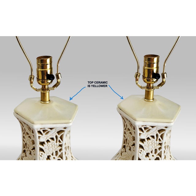 Lamps Huge 26" Antique Pair White Blanc De Chine New Sockets For Sale - Image 14 of 16
