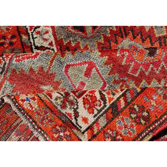 Vintage Turkish Runner With All-Over Diamond Kurdish Design in Multi-Colors 2'11 X 9'10 For Sale - Image 9 of 10