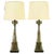 Pewter and Brass Asian Inspired Table Lamps - a Pair For Sale
