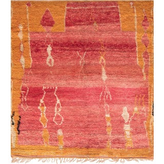 Doris Leslie Blau Vintage Tribal Moroccan Red Orange Wool Rug For Sale