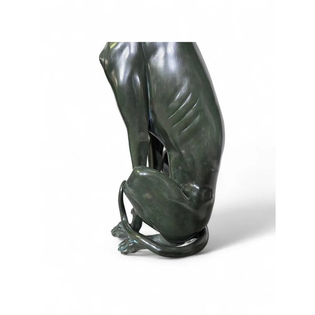 Italian Greyhound Statues in Green Patinated Bronze, 1950s, Set of 2 For Sale - Image 3 of 13