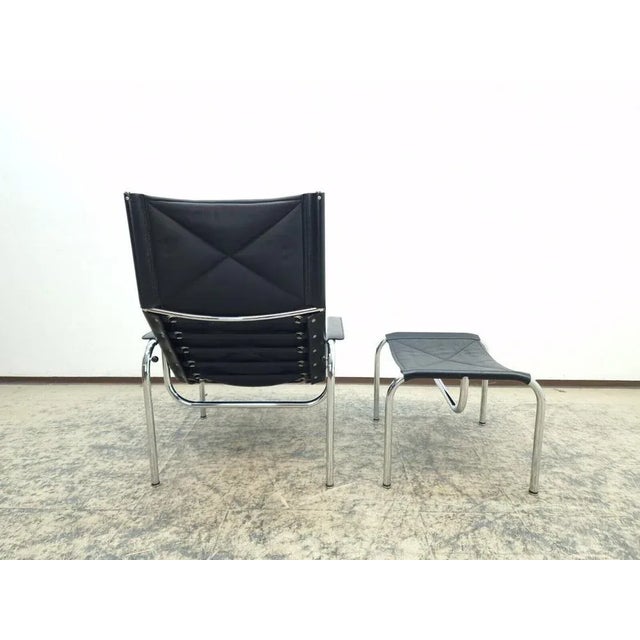 Set of Armchair with Stool in Real Leather by Strässle Hans Eichenberger, 1976 For Sale - Image 11 of 13