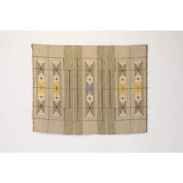 1960s Mid-Century Swedish Kilim in Neutral Tones, 1960 For Sale - Image 5 of 5