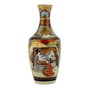 Miniature Japanese Satsuma Porcelain Cabinet Vase - Signed, Meiji Era