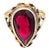 14k Yellow Gold Pear-Shape Garnet Ring, Size 6.5 For Sale