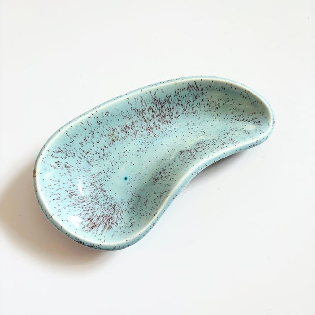 Mid-Century Modern MCM Speckled Ceramic Kidney Shaped Tray For Sale - Image 3 of 7