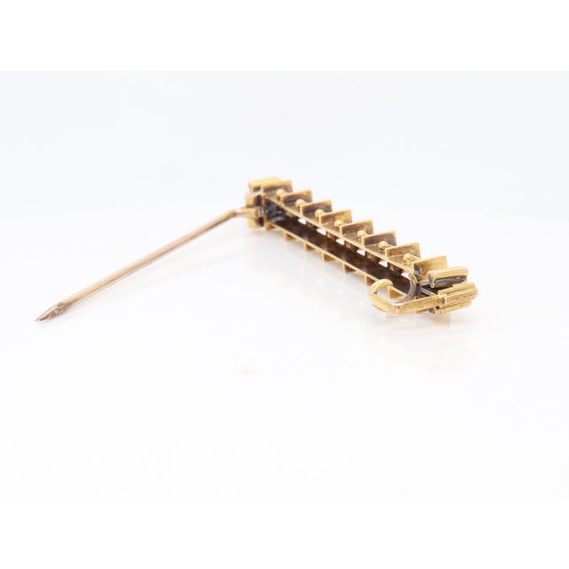 Antique Victorian 14k Yellow Gold & Seed Pearl Aesthetic Movement Bar Pin/Brooch For Sale - Image 12 of 12