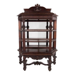 Edwardian Carved Rosewood Etagere For Sale