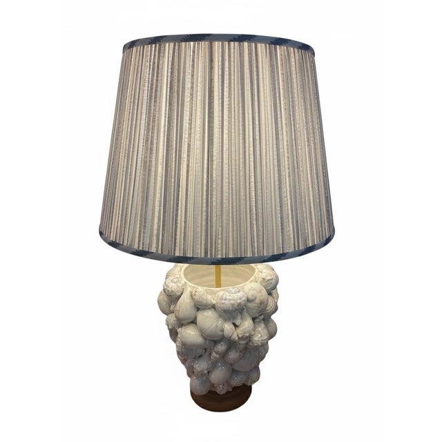 Italian Italian Glazed Ceramic Seashell Table Lamp For Sale - Image 3 of 10