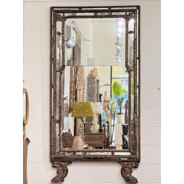 Baroque Early 18th Century Tall Baroque Carved, Mecca Silvered and Giltwood Mirror For Sale - Image 3 of 4