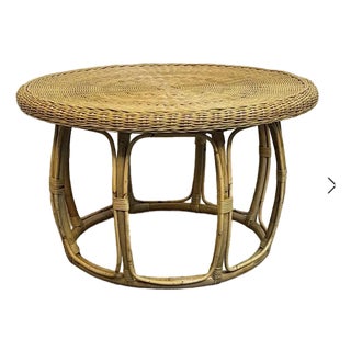 Vintage Rattan and Wicker Coffee Table For Sale