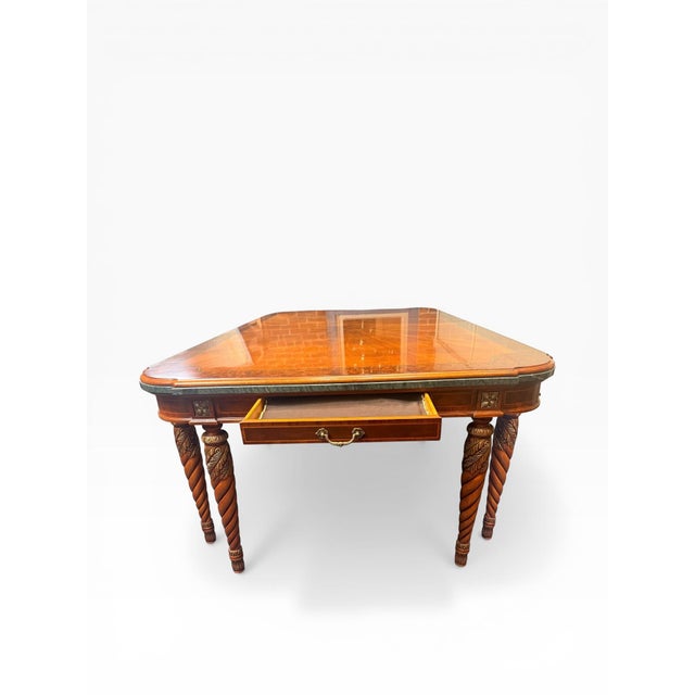Henredon 1990s Henredon Grand Provenance Old World Dining Table With Eight Barley Twist Legs, Marble Accents & Two Leaves For Sale - Image 4 of 13