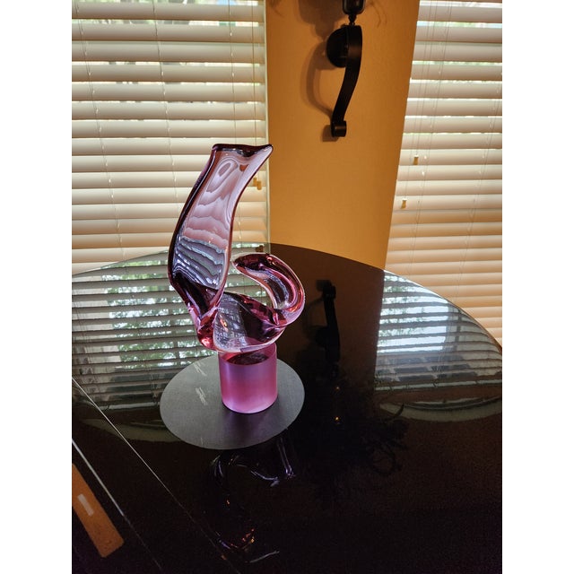 For the discerning collector of fine Venetian glass: A monumental, solid-formed abstract "Ribbon" sculpture by Maestro...