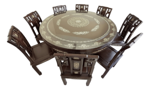 Vintage Chinese Dragon & Phoenix Banquet Suite – Exceptional Mother-of-Pearl Inlaid Dining Ensemble