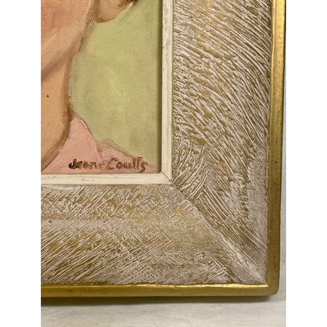 Paint Mid-Century Female Portrait Painting by Jean Coulls - Framed For Sale - Image 7 of 9