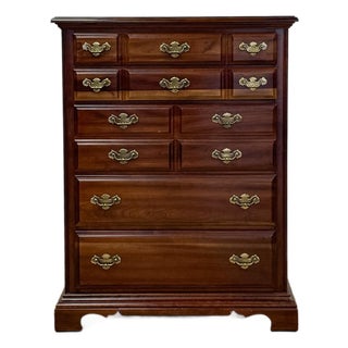 Vintage Tallboy Dresser American Drew Five Drawer Highboy Bedroom Chest For Sale