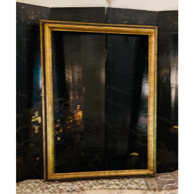 Vintage handmade custom ogee bolection wood frame in black and gold ( no corner cuts)