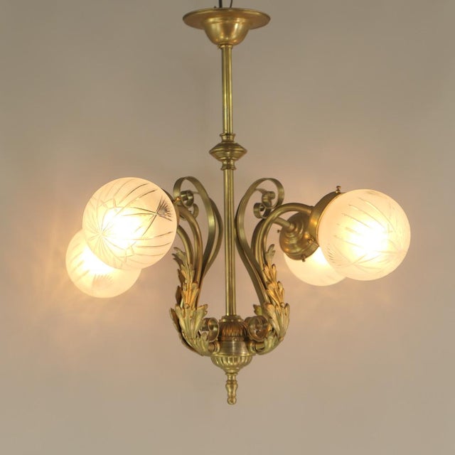 Metal Viennese Baroque Chandelier with Hand-Cut Glass Shades, Austria, 1900s, 1890s For Sale - Image 7 of 10