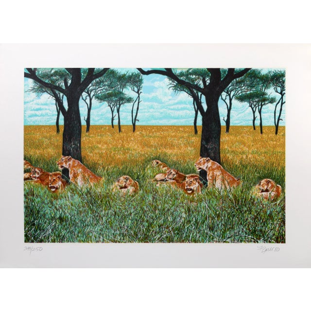 Photorealism Lion Diptych, Fran Bull Screenprint, Signed and Numbered in Pencil For Sale - Image 3 of 3