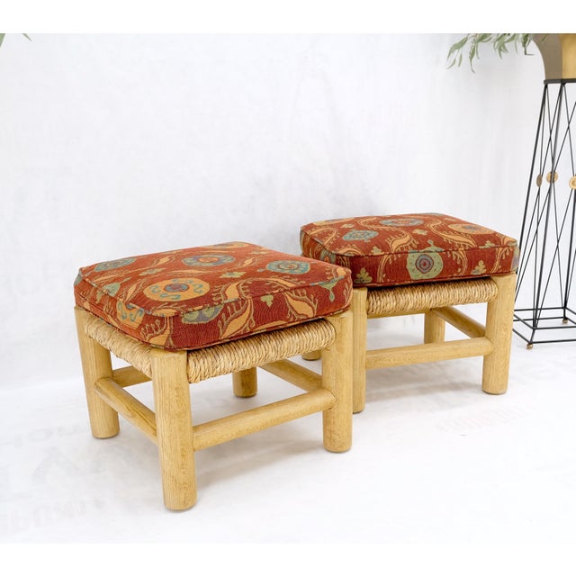 Pair of Heavy Thick Solid Chestnut Legs Rope Seats Benches Stools Mint! For Sale - Image 9 of 12