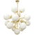 Italian sputnik chandelier with 18 matte white Murano glass globes mounted on brass frame in lacquered polished brass...
