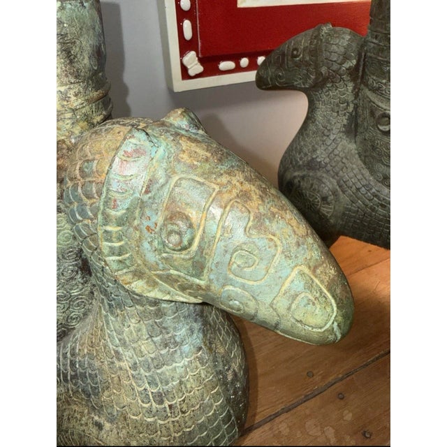Metal Archaistic Chinese Ram Zun Applied and Natural Patina Pre 1930 Post 1900 For Sale - Image 7 of 11