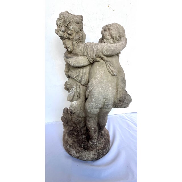 Vintage Mid-Century Neoclassical Weathered Concrete 18" Cherub Fountain Sculpture For Sale - Image 4 of 16