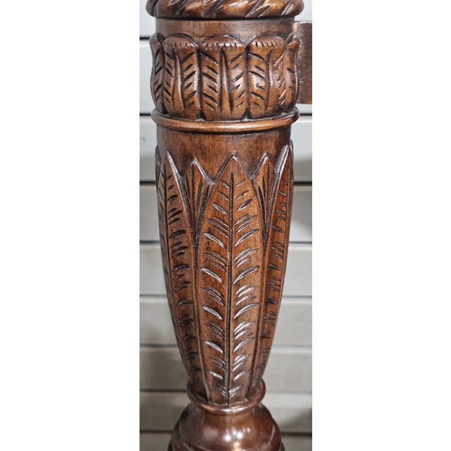 Late 20th Century Mahogany Queen Size Four Post Carved Rice Bed Made Attributed to Henkel Harris For Sale - Image 9 of 11