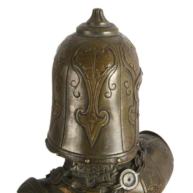 French Bronze Medieval Crusader Bust After Émile Guillemin For Sale - Image 9 of 9
