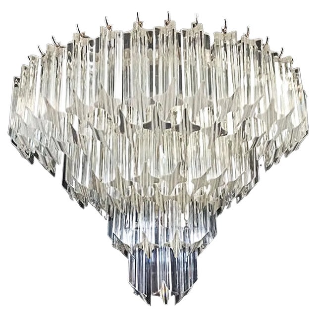 Vintage Murano Glass Sconces with 63 Transparent Quadriedri, 1979, Set of 2 For Sale