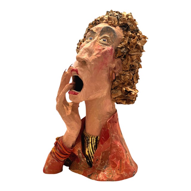 Signed Paper Mache Sculpture, Lovely Lady, by R. Newman For Sale