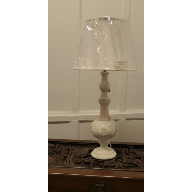 Large Carved White Marble Bulbous Table Lamp, 1960s For Sale - Image 9 of 9