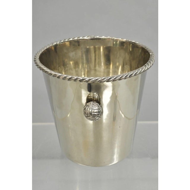 Mid 20th Century Hollywood Regency Silver Plated Champagne Chiller Ice Bucket With Knot Handles For Sale - Image 11 of 12