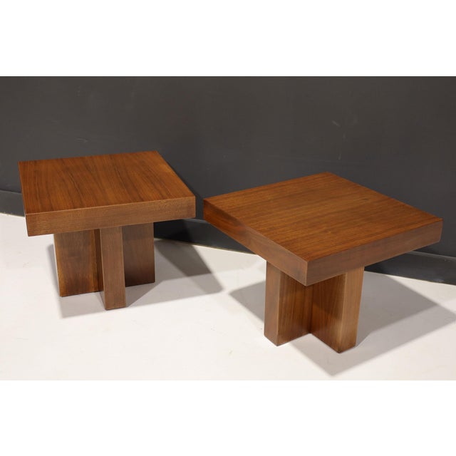 Brown Pair of Cruciform Occasional Tables by Milo Baughman For Sale - Image 8 of 8