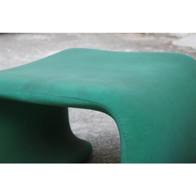 Set of French Stools with Green Fabric, 1970s For Sale - Image 14 of 15