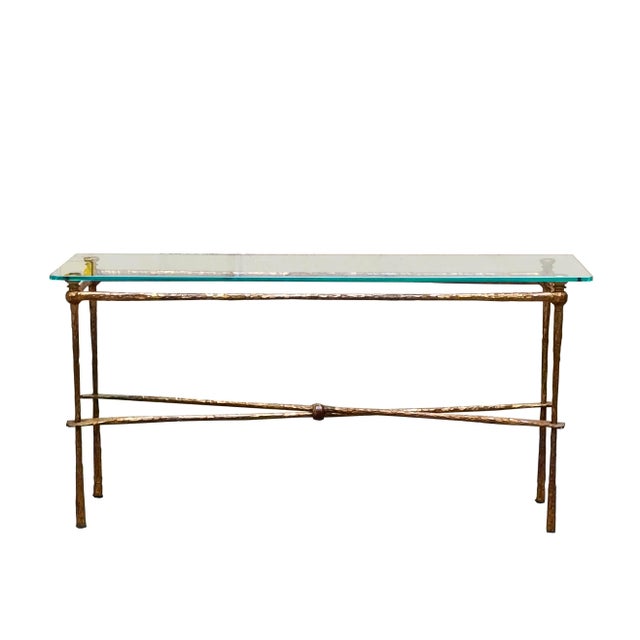 Gilt Iron and Glass Console by Giovanni Banci for Hermes, Italy, 1970s For Sale - Image 9 of 9