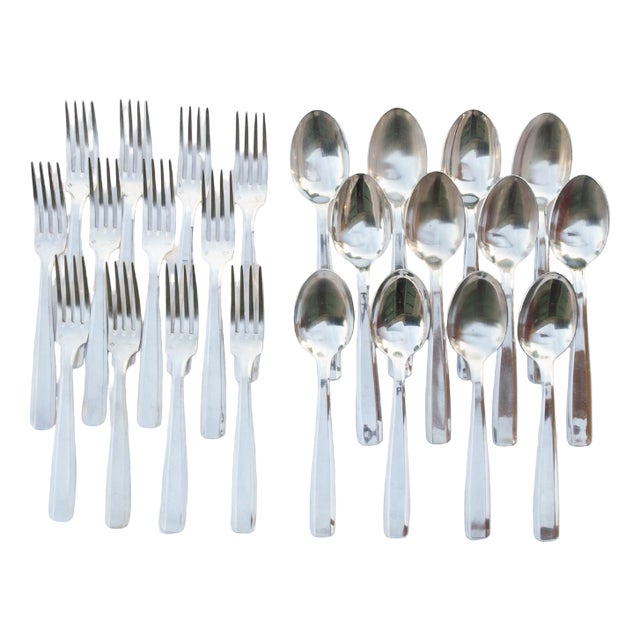 Art Deco French Table Cutlery in Silver-Plated Metal, 1930s, Set of 24 For Sale