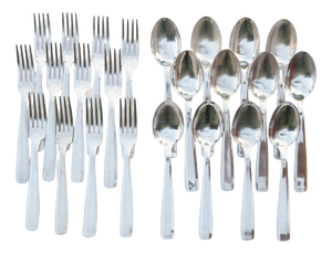 Art Deco French Table Cutlery in Silver-Plated Metal, 1930s, Set of 24