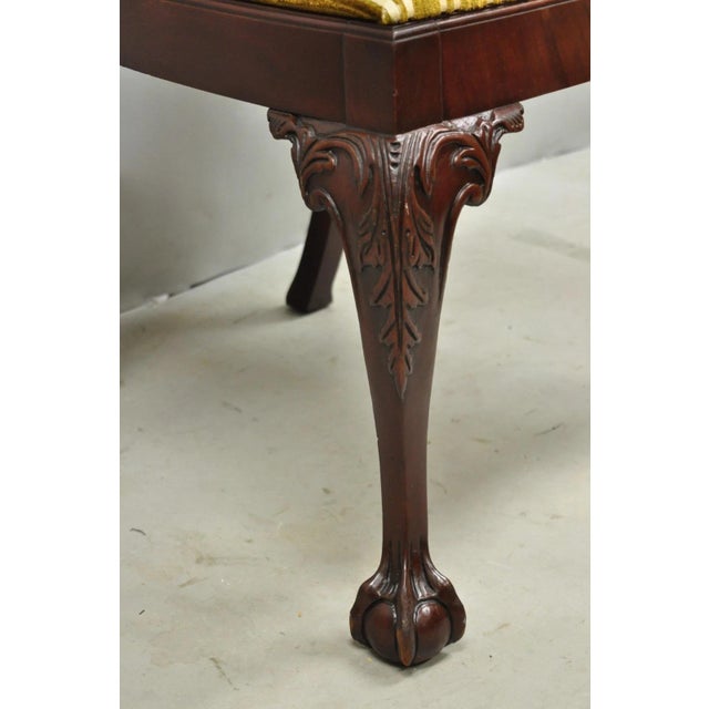 Brown Early 20th Century John Stuart Chippendale Carved Mahogany Ball and Claw Dining Chairs - Set of 4 For Sale - Image 8 of 16