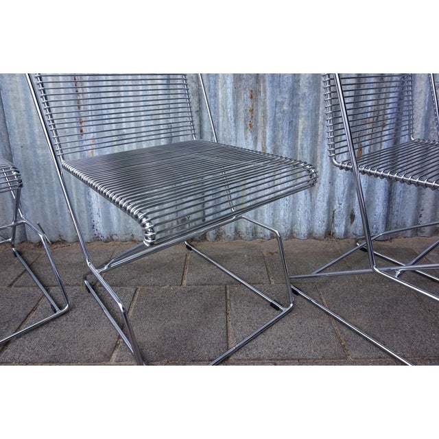 Contemporary Metal Wire Dining Chairs attributed to Till Behrens, 1980s, Set of 4 For Sale - Image 3 of 18