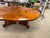 Brown Vintage Neoclassical Regency Style Cherry and Burl Wood Pedestal Oval Dining Table With 2 Leaves For Sale - Image 8 of 16