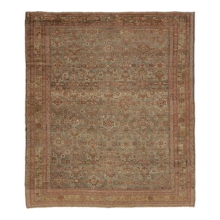 Antique Kurdish Rug in Beige–Brown, Geometric Field and Borders - Rug & Kilim For Sale