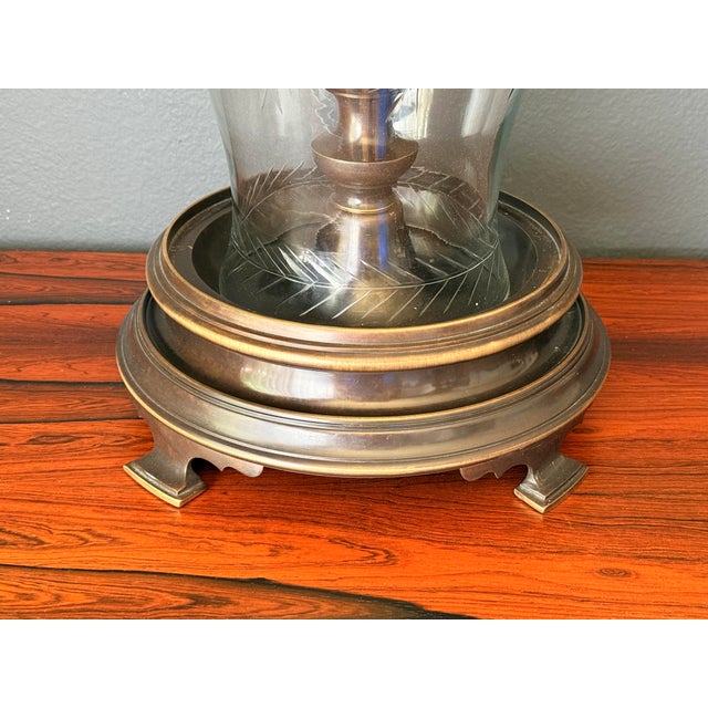 1970s 1970s Patinated Brass Hurricane Candle Holder by Chapman For Sale - Image 5 of 12