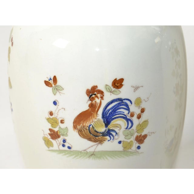 Pair of 1970s Italian Ceramic Vases Hand Painted Man Woman Rooster Scene Traditional For Sale In Miami - Image 6 of 12