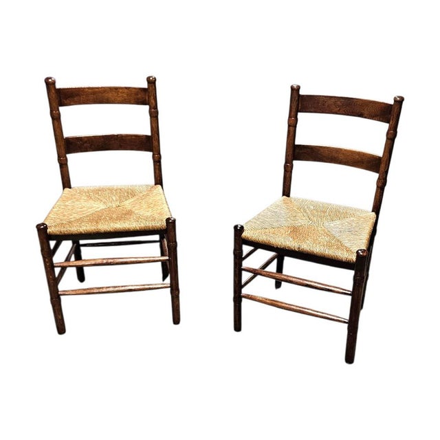 Textile Art Deco Rush Chairs, Set of 2 For Sale - Image 7 of 18