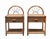 Beautiful pair of 1960s bedside tables made of natural rattan. The upper arch features a soft curve in Vienna straw, a...