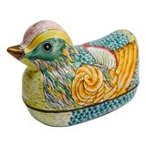 Vintage Chinese Mandarin Duck Cloisonné Enamel Covered Trinket Box For Sale