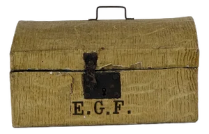 Antique Labeled Doll/Keepsake Box With Metal Handle & Lock, Circa 1842
